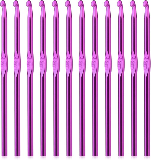 12Pcs 4.5mm Crochet Hooks, US Size 7 Aluminum Crochet Hooks Craft Yarn, Crochet Hooks Bulk Crochet Needles for Crocheting Yarn, Metal Crochet Hook